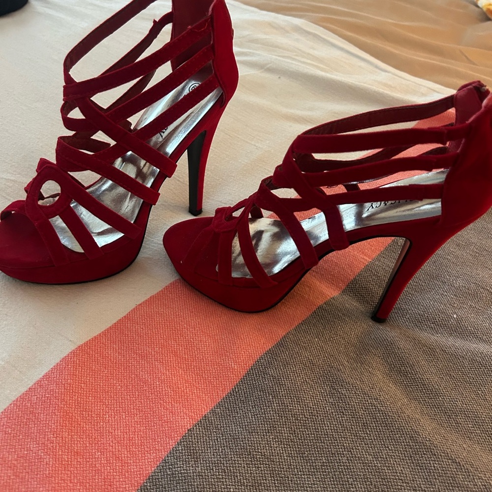 Elegant Red Strappy Heels